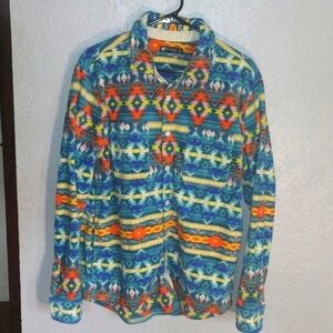 Colorful Aztec Fleece RF Brand Button up Top M